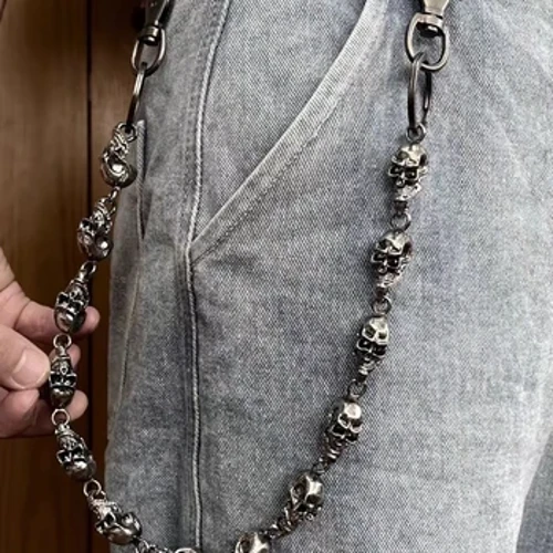 Vintage Goth Punk Cadwyn Waist Trwm Dynion Benglog Gadwyn Waled Keychain ar gyfer Beicio Rock Affeithwyr Ffasiwn Amlswyddogaethol