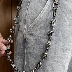 Vintage Goth Punk Rantai Pinggang Berat Pria Tengkorak Gantungan Kunci Rantai Dompet untuk Bersepeda Rock Multifungsi Aksesoris Fashion