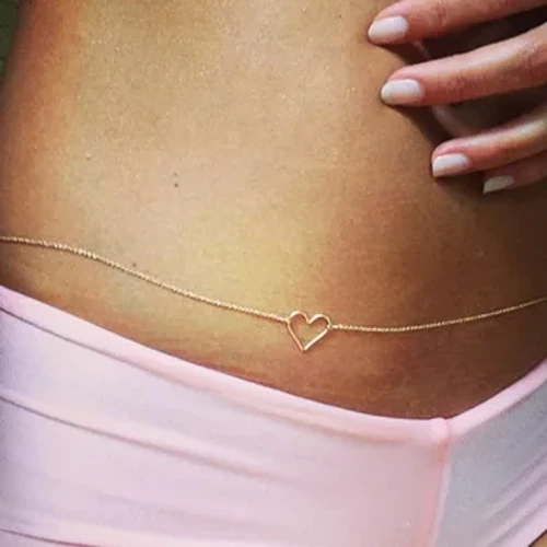 Imfashini Entsha Yabesifazane I-Sexy Peach Heart Waist Chain All-match Simple Swimsuit Party Body Chain BD7002