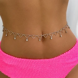 Sexy Vintage Buik Hart Ketting Body Chain Kristallen Hanger Taille Ketting Riem Streetwear Zomer Vrouwen Mode Lichaam Sieraden Y028