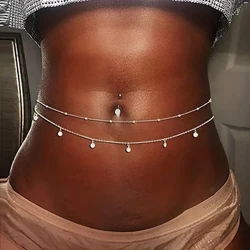 1pc Haenog Glain Waist Gadwyn Gleiniau Belly Gadwyn Stumog Grisial Cadwyn Rhinestone Corff Emwaith Affeithwyr ar gyfer Merched a Merched