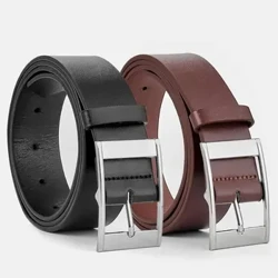 Cinto masculino com fivela de couro falso, cinto casual de negócios