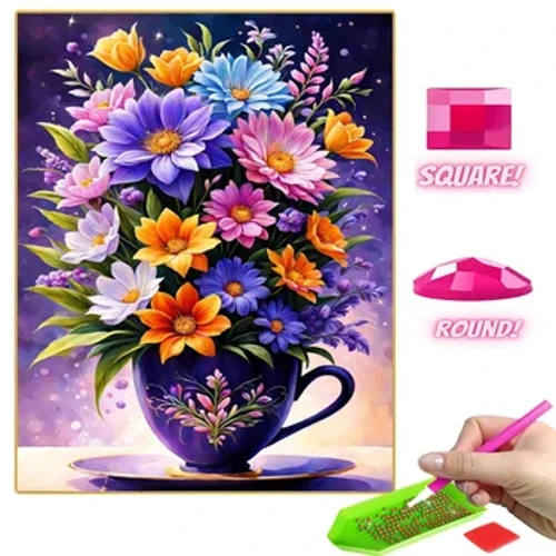 Fugalaau I totonu o le Ipu Taimane Valitusi Fou A'oa'iga 2024 Lanu Fugala'au Art Full Diamond Mosaic Cross Stitch Kit Meaalofa teuteuga o le fale