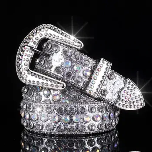 Ceinture en cuir strass pour hommes et femmes, grande taille, Jeans occidentaux, rivets brillants, Hip-hop, Punk Rock, Style Y2K