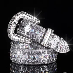 Δερμάτινη ζώνη Rhinestone για άνδρες Γυναικεία Ζώνη μεγάλου μεγέθους Western Jeans Shiny Rivet Hip-hop Punk Rock Style Y2K