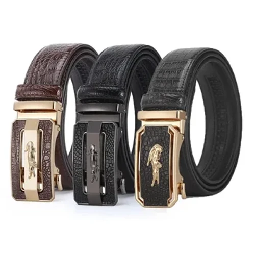 I-Men's Alloy Automatic Buckle Belt Isikhumba Imfashini Yesilisa Edumile Ibhrendi Lokunethezeka Ibhande Lebhande Lebhizinisi Amabhande