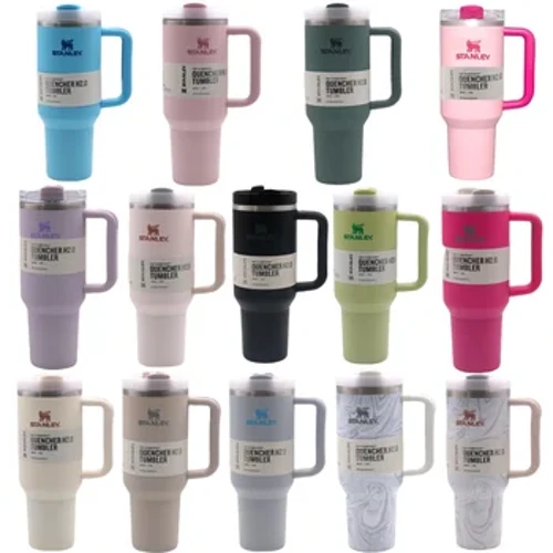 Cốc Stanley 40oz Quengher H2.0 Tumbler có tay cầm Ống hút cách nhiệt chân không Termos Cup Tường đôi bằng thép không gỉ Xe hơi ngoài trời Mug
