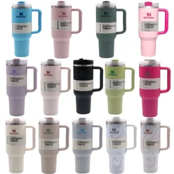 Stanley 40oz Cup Quengher H2.0 Gobelet avec poignée Paille Tasse Termos isolée sous vide Double paroi en acier inoxydable Tasse de voiture extérieure