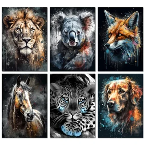 5D DIY Elmas Boyama Hayvanlar Aslan Koala Kaplan Çapraz Dikiş Kiti Tam Matkap Yuvarlak Nakış Mozaik sanat resmi Rhinestones