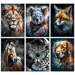 5d diy pintura diamante animais leão coala tigre kit de ponto cruz broca completa bordado mosaico arte imagem de strass
