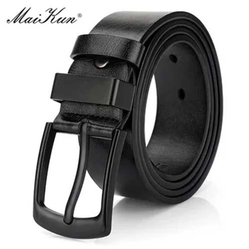 Maikun Pria Vintage Kasual Sabuk Black Pin Gesper Mahasiswa Versatile Kulit Wide Sabuk