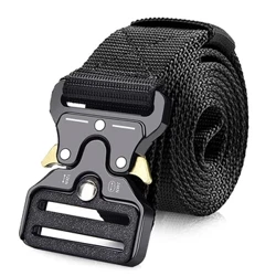 Ægte taktisk bælte Quick Release Udendørs Militærbælte Blødt ægte nylon Sportstilbehør Mænd og kvinder Sort bælte