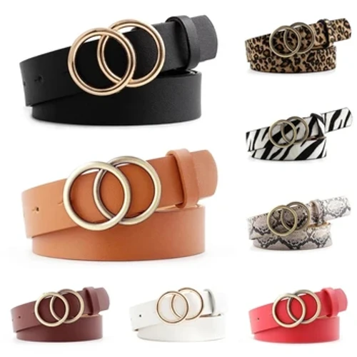 Ceinture de taille en cuir PU pour femmes, Double anneau, mode, boucle en métal, épingle en forme de cœur pour dames, robe de loisirs, jean, ceinture sauvage
