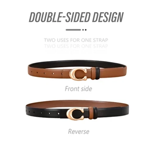 Dubbelsidig design läderbälte dam legering nytt lyxigt mode nål spänne jeans dekorativa dam retro dekorativt bälte