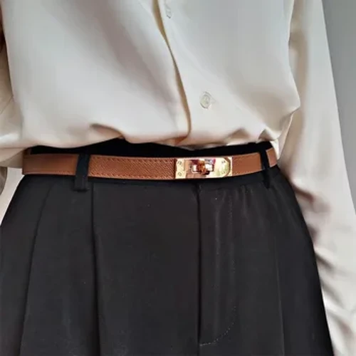 Thời Trang Có Thể Điều Chỉnh Thiết Kế Thắt Lưng Nữ Cao Cấp Thương Hiệu Cao Cấp Da Màu Trắng Mỏng Dây Corset Màu Nâu Dây Thắt Lưng