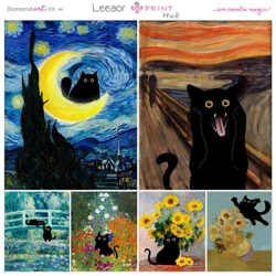 5d pintura diamante engraçado bonito gato preto jogar série imagem bordado kit ponto cruz mosaico imagem decoração do quarto presentes