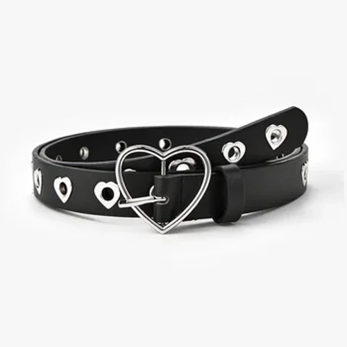 Thắt Lưng Nữ Da Thời Trang Punk Dây Có Thể Điều Chỉnh Trái Tim Tình Yêu Lỗ Sang Trọng Thiết Kế Khóa Thắt Lưng Mặc Quần Jean Thoáng Mát