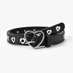 Kvinder Bælte Mode Læder Punk Bælte Med Justerbare Love Heart Huller Luksus Designer Spænde Bælte Til Kjole Jeans Cool