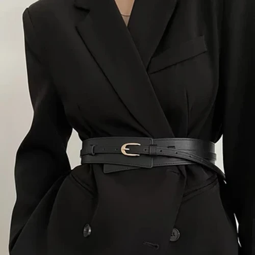 Dual-use bælte til damer med ulden frakke sort talje bred elastik elastisk stram linning mode bindesæt sweater bælte