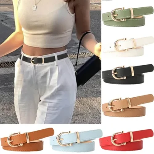 2023 Nā kāʻei wahine hou PU ʻili maʻalahi metala Buckle kāʻei kaikamahine ʻaʻahu Jean Pants Waistband kāʻei no ka wahine hoʻolālā nani