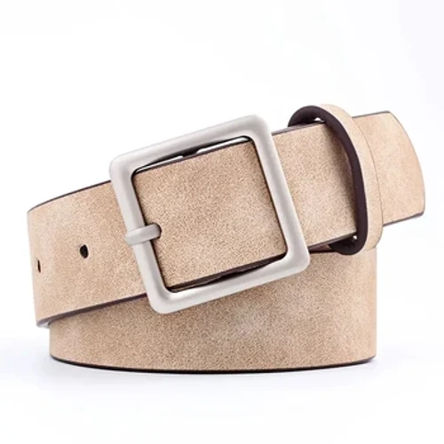 Damen-Ledergürtel für Jeans, Luxus-Marken-Designergürtel, quadratischer Metall-Dornschnallengürtel