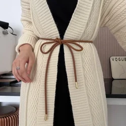 Mới Vòng Dây Da Mỏng Thắt Lưng Thời Trang Nữ Trang Trí Thắt Nút Eo Dây Váy Trang Trí Phối Áo Len Dây Đeo