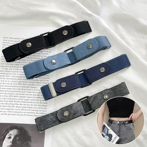 Nova faixa elástica de cintura elástica ajustável Beltos sem fivela invisível para mulheres homens jeans vestem sem fivela fácil de usar