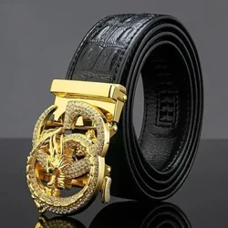 Echte lederen automatische lederen automatische Bordel veelzijdige unieke trendy modieuze taille -bandbrief Dragon Design