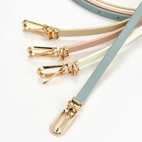 Fashion PU Leather Women Thin Belt Simple Solid Color Versatile Pin Buckle Waistband para sa Dress Overcoat Dekorasyon Pambabae Belts