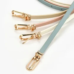 Cintura sottile da donna in pelle PU moda semplice tinta unita versatile cinturino con fibbia ad ardiglione per abito soprabito decorazione cinture femminili