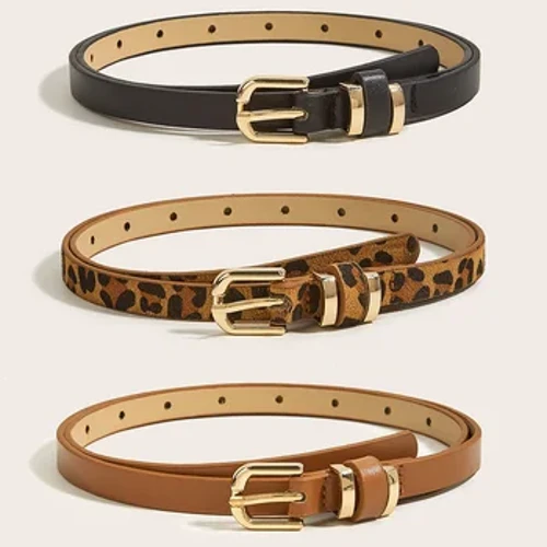 Mode konstläder tunt bälte för kvinnor metallspänne midjerem Designer kvinnlig byxklänning kappa dekoration midjeband