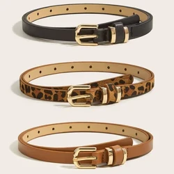Mode imiteret læder tyndt bælte til kvinder Metalspænde taljerem Designer buksekjole til kvinder Frakke dekoration linning