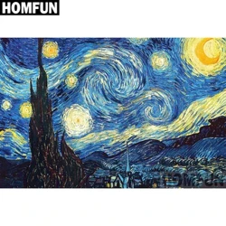 Homfun quadrado completo/broca redonda 5d diy pintura diamante "céu estrelado" bordado ponto cruz 5d decoração de casa presente a02356
