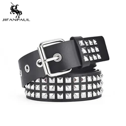 JIFANPAUL 2022 Mới Đính Hạt Vuông Đinh Tán Dây Kim Loại Kim Tự Tháp Thắt Lưng Nam Nữ Punk Phần Cứng Quần Jean Thắt Lưng Thiết Kế Dây Thắt Lưng Phụ Nữ