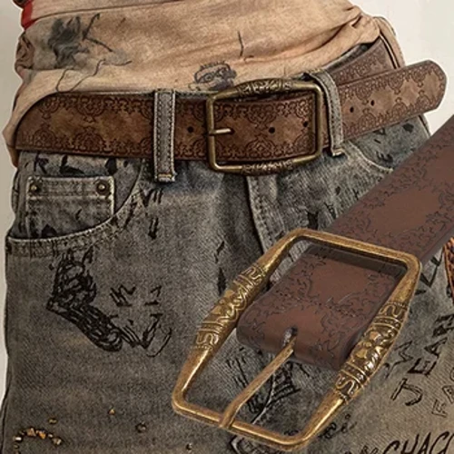 Phrinta Iphethini Amabhande E-Retro Y2K Kwabesifazane Umklami Wokunethezeka Womkhiqizo Ibhande Lephini Ekhalweni Ibhande Lowesifazane U-Pu Isikhumba I-Hip Hop Fashion Waistband