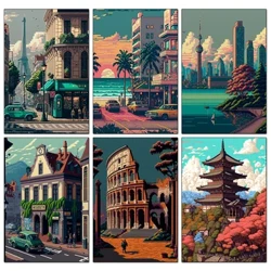 5d diy pintura diamante cidade pixel arte imagem completo diamante mosaico bordado ponto cruz kit strass incrustação decoração de casa presente