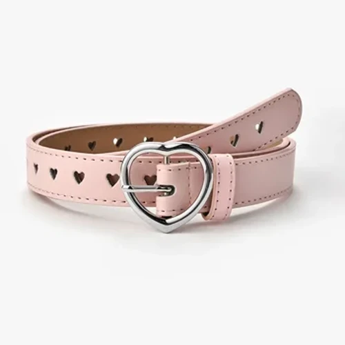 Ceinture en Faux cuir pour enfants, jolie ceinture à boucle en forme de cœur de pêche pour filles, ceinture solide, œillet en forme de cœur d'amour, ceinture à œillets