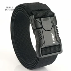 Bagong Aluminum Alloy Quick Release Pluggable Buckle Elastic Belt Para sa Mga Lalaki Matibay na Tactical Belt Cowboy Outdoor Army Belt Hunting