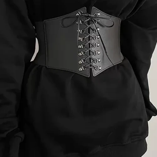 Curea de talie cu model pentru femei sexy Accesorii pentru îmbrăcăminte Cureaua lată elastică cu cordon Curea din piele PU Accesorii pentru rochie