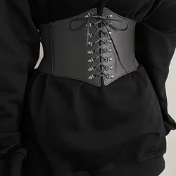 섹시한 숙녀 무늬 허리 벨트 의류 액세서리 Drawstring 탄성 와이드 벨트 PU 가죽 벨트 드레스 액세서리