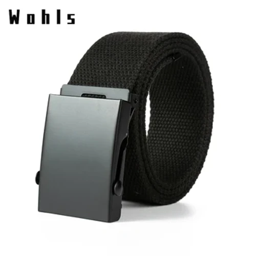 Ibhande Le-Canvas Inayiloni Elisezingeni Eliphezulu Lebhande Lensimbi Labesilisa Ibhande Lensimbi Elinethezekile I-Webbing Waistband Yangaphandle Ezemidlalo Amabhande Abesilisa Okuqeqesha Ezempi