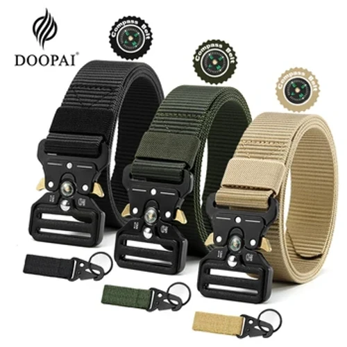 I-Doopai Tactical Men's Belt Army Outdoor Hunting Compass Multi Function Combat Survival Marine Corps Canvas Yenylon Male