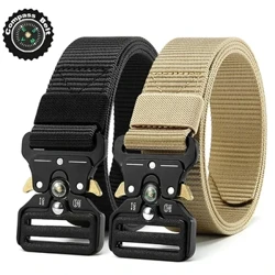 I-Men's Belt Army Outdoor Hunting Compass Tactical Multi Function Combat Survival Marine Corps Canvas For Nylon Male Luxury Belts