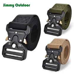Cinto tático multifuncional com fivela rápida, cinto militar multifuncional para caça, caminhadas, acessórios esportivos para homens e mulheres, cinto preto