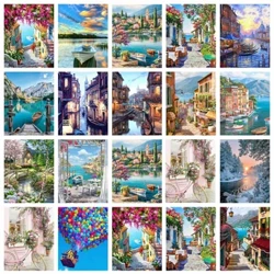 Azqsd pintura diamante cidade rua paisagem decoração para casa strass diy presente bordado venda casa 30x40cm kits completos arte