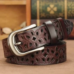 115CM Kāʻei ʻAha Hollow ʻO ke kāʻei o nā wahine i ke kāʻei ʻo ka wahine maoli kāʻei ʻo Vintage Pin Buckle Imitation Leather Strap Jeans