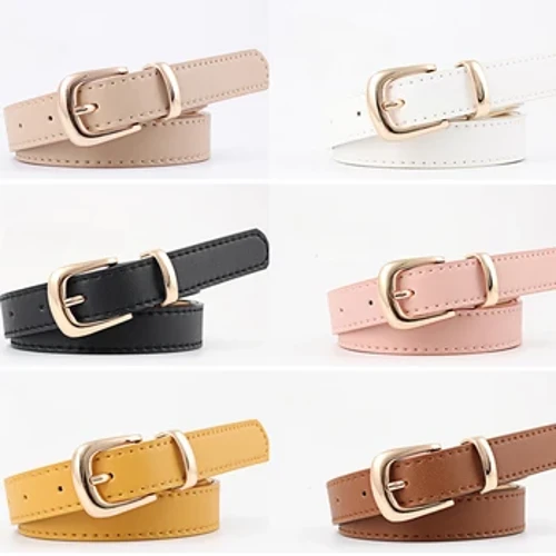 2.4X105cm Nā kāʻei wahine PU ʻili maʻalahi metala Buckle kāʻei kaikamahine ʻaʻahu Jean Pants Waistband kāʻei no ka Lede Luxury Designer Brand