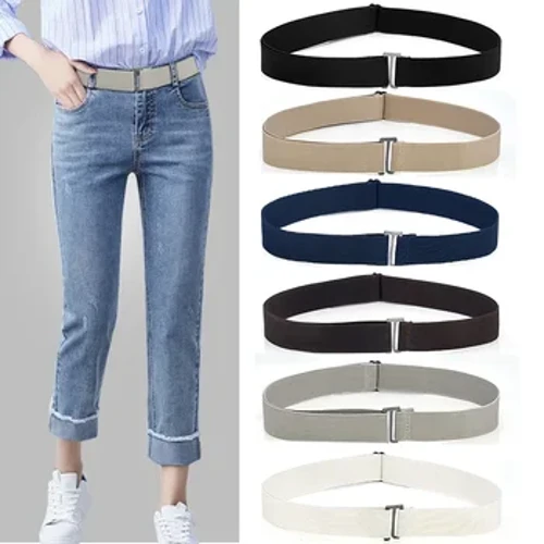 Misura regolabile Fibbia piatta Fascia elastica in vita Jeans Cintura per pantaloni Cintura da donna Cintura elasticizzata No Show Fascia elastica sottile invisibile