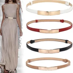 Kāʻei kāʻei maʻalahi maʻalahi no nā wahine ʻili kāʻei ʻili ʻili metala gula elastic Buckle Waistband kāʻei ʻaʻahu mea pono.