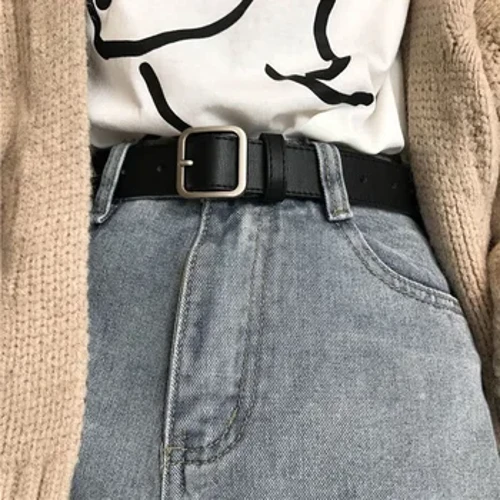 ÚJ PU bőr övek női négyszögletes csatos csat farmernadrág fekete öv elegáns luxusmárka női vintage pántos női derékpánt